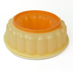 Retro Tupperware Puddingform in Gelb und Orange