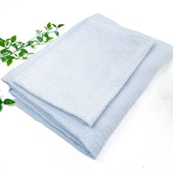 Lysebl�t vintage b�k og b�lge senget�j � 220 cm