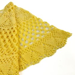 Gelbe Vintage Hkeldecke  120 cm