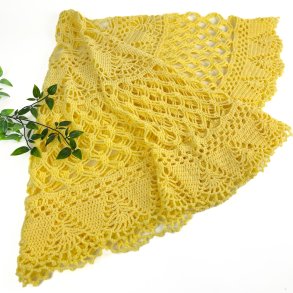 Gelbe Vintage Hkeldecke  120 cm