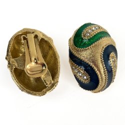 Grn-blaue Vintage Ohrclips