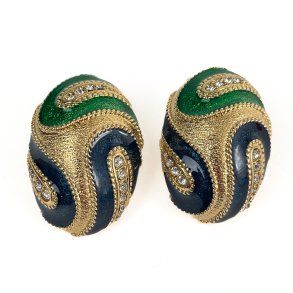 Grn-blaue Vintage Ohrclips