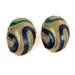 Grn-blaue Vintage Ohrclips