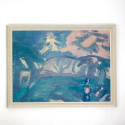 Erik Hoppe maleri Rockwool 1967