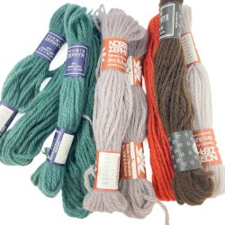 Seks vintage broderiuld