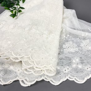 Zwei Gardinenschals mit Stickerei