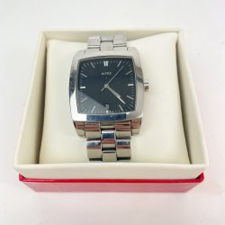 Alfex Herrenarmbanduhr mit schwarzem Zifferblatt