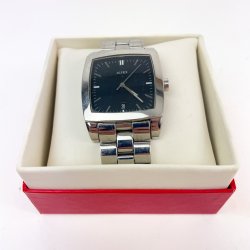 Alfex Herrenarmbanduhr mit schwarzem Zifferblatt