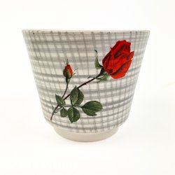 Frankton keramikurtepotte med r�d rose