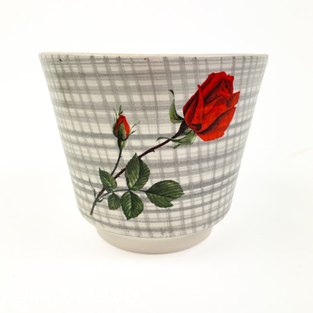 Frankton keramikurtepotte med r�d rose