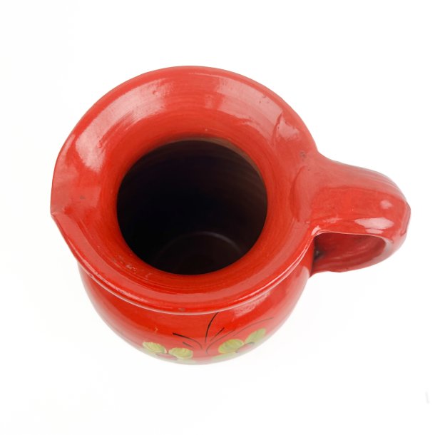 R�d blomstret vintage keramikkande