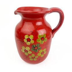 R�d blomstret vintage keramikkande