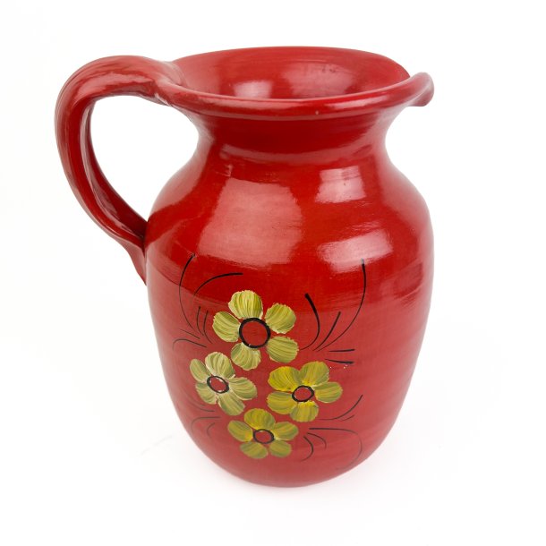 R�d blomstret vintage keramikkande