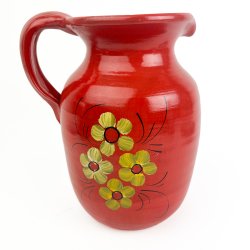 R�d blomstret vintage keramikkande