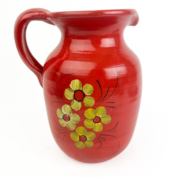 R�d blomstret vintage keramikkande