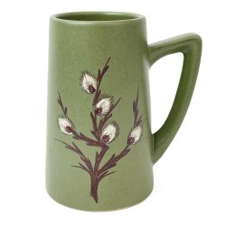 Grne Retro Vase mit Henkel