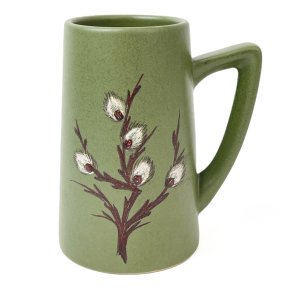 Grne Retro Vase mit Henkel