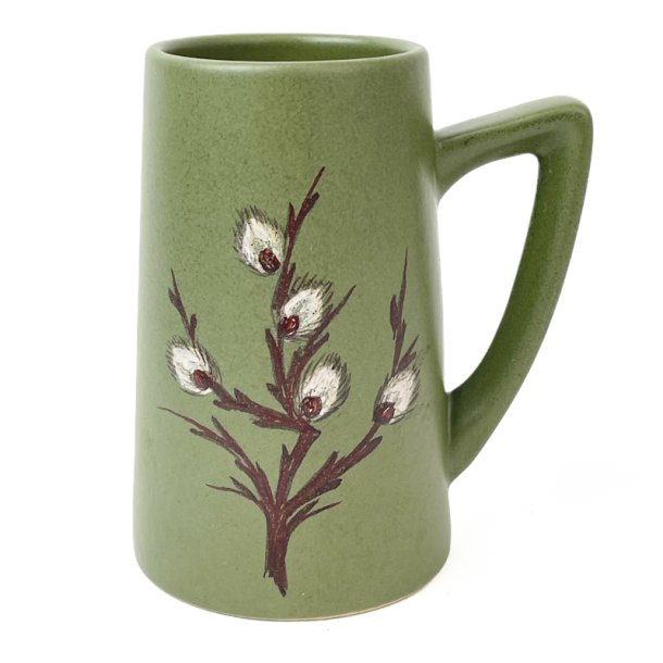 Grne Retro Vase mit Henkel