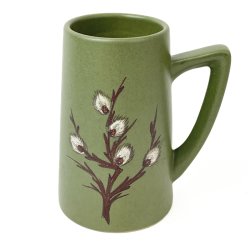 Grne Retro Vase mit Henkel