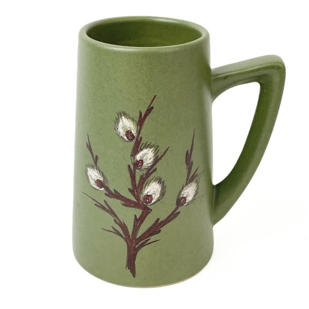 Grne Retro Vase mit Henkel