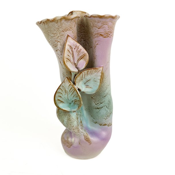 Pastelfarvet vintage keramikvase