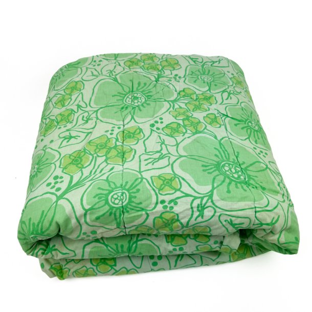 Gr�nt blomstret retro vatt�ppe
