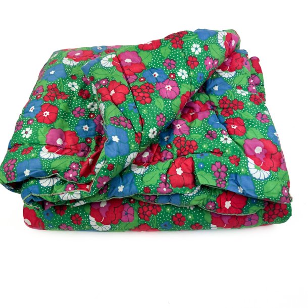 Farverigt blomstret retro vatt�ppe