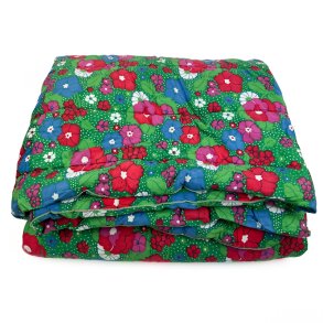 Farverigt blomstret retro vatt�ppe