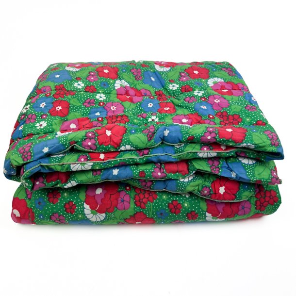 Farverigt blomstret retro vatt�ppe