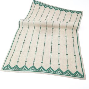 Vintage Tischlufer mit grnem Muster 