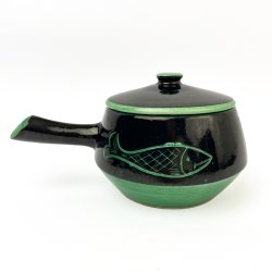 Retro-Heringskrug mit grner Glasur.