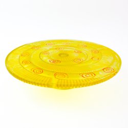 Gelbe vintage Tortenplatte auf Fu