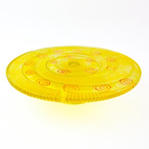 Gelbe vintage Tortenplatte auf Fu