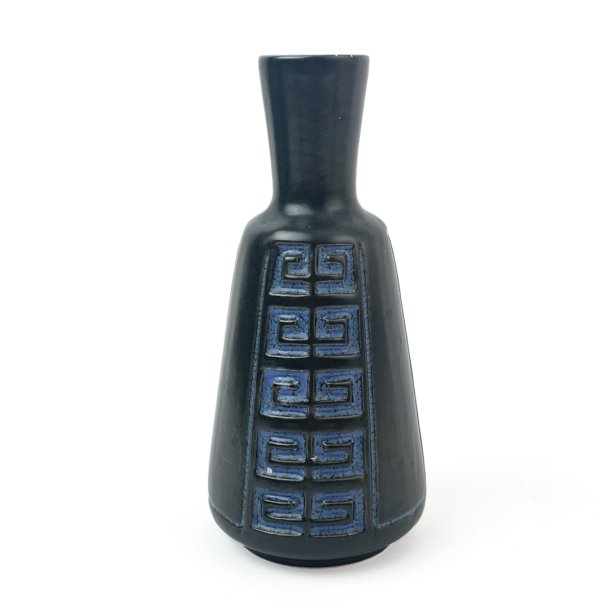 Vintage Vase West Germany in Blau und Schwarz