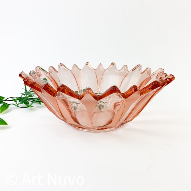 Vintage Schale aus rosafarbenem Glas