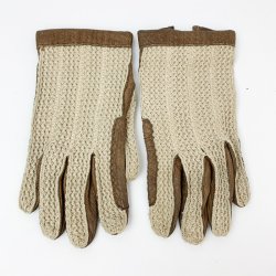 Vintage damehandsker i skind og strik - Str. 6 1/2