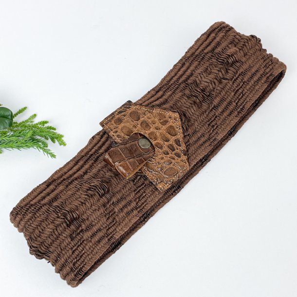 Bredt vintage elastik blte med skind