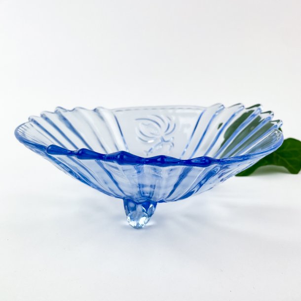 Bl vintage glasskl i presset glas