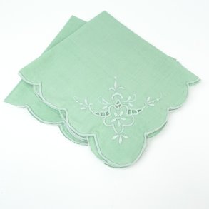 Zwei grne Vintage-Servietten