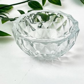 Kleine Vintage-Glasschale mit Facettenschliff