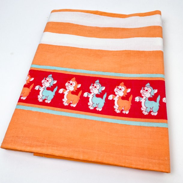 Vintage Babybettlaken mit Katzenmotiv