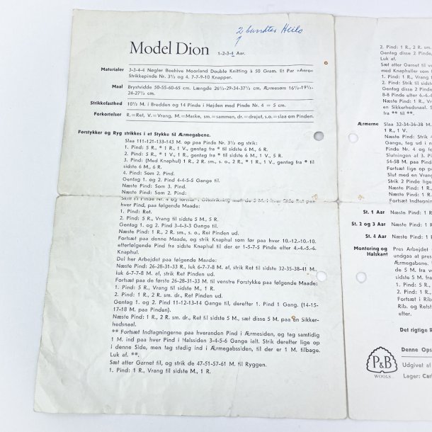 Vintage strikkeopskrift 1960'erne  cardigan til brn