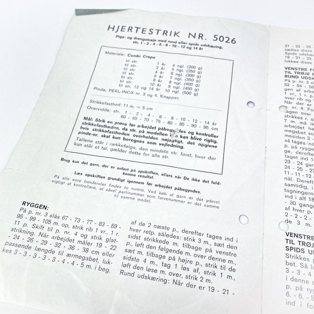 Vintage strikkeopskrift 1960'erne  cardigan til brn