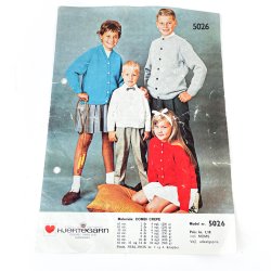 Vintage strikkeopskrift 1960'erne  cardigan til brn