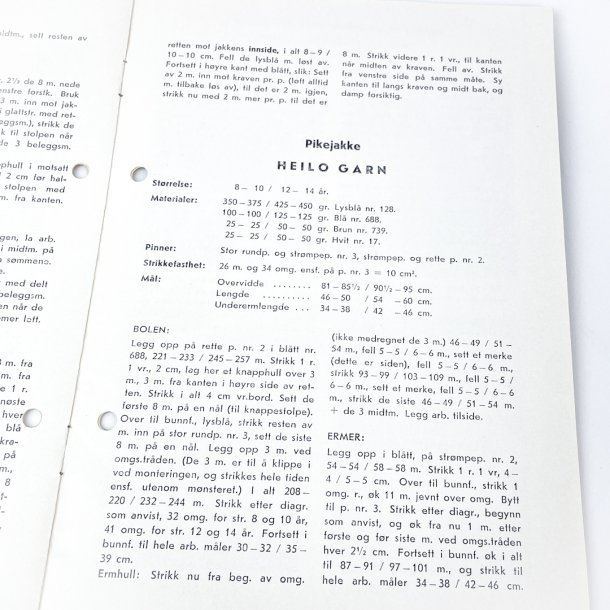 Vintage strikkeopskrift 1960'erne  pige sweater og cardigan