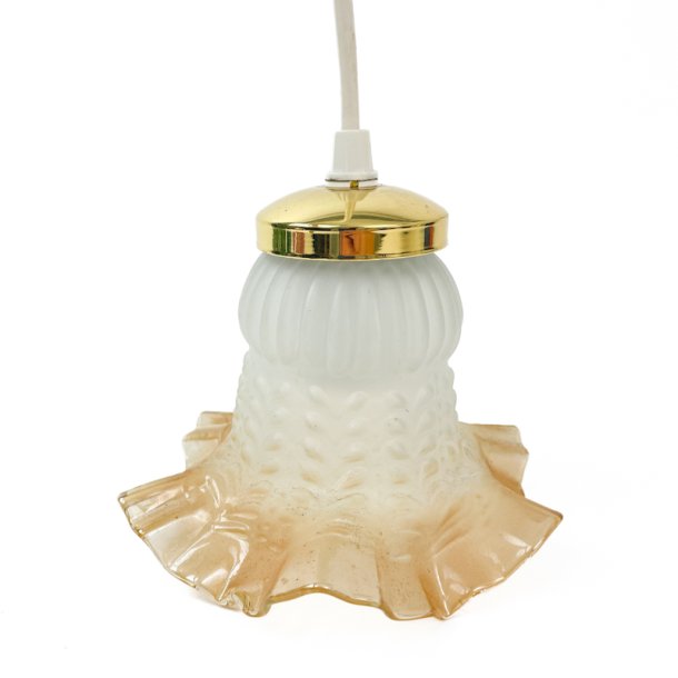 Lille ravfarvet vintage glaspendel