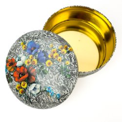 ChatGPT sagde:  Vintage Keksdose mit Blumen