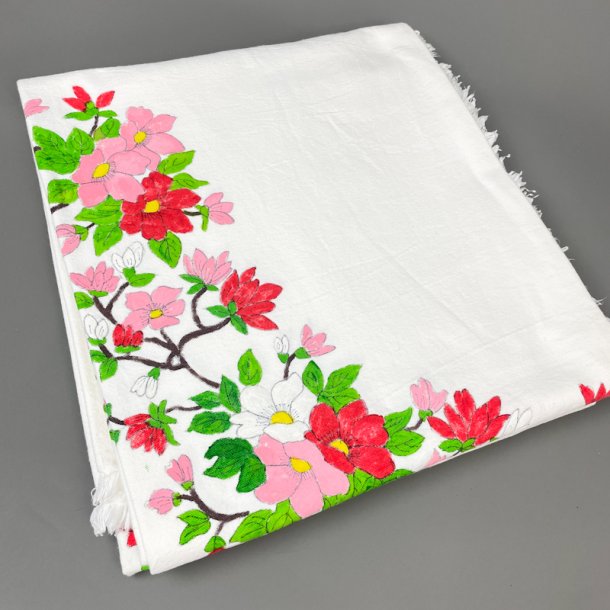 Tischdecke mit handgemalten Blumen  300 cm.