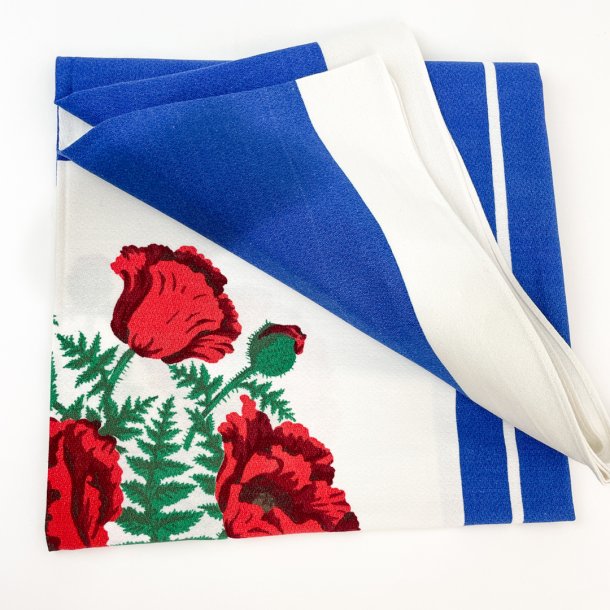 Vintage dug med bl og roser  140 cm