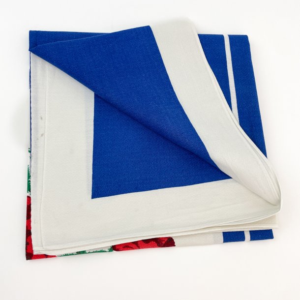 Vintage dug med bl og roser  140 cm